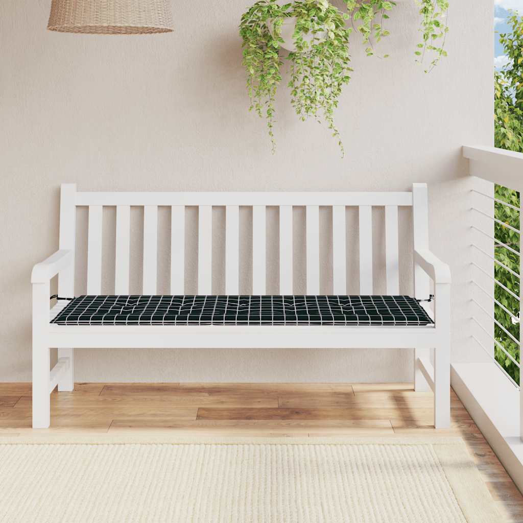 Cuscino Panca Giardino a Quadri Nero 150x50x3 cm Tessuto Oxford | homemem39