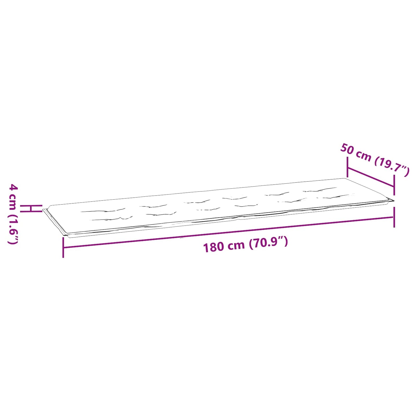 Cuscino per Panchina Quadro Nero 150 x 50 x 3 cm Tessuto Oxford | homemem39