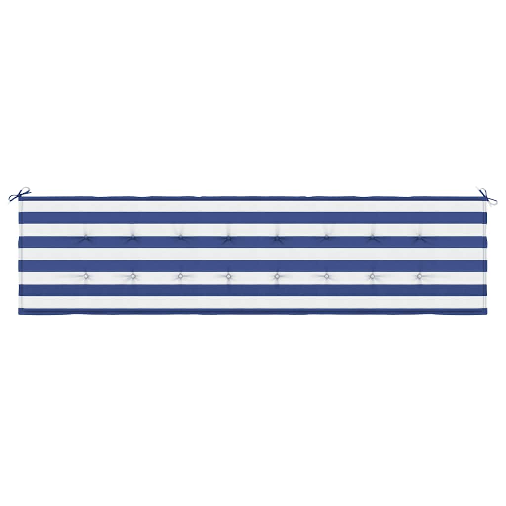 Cuscino Panca Giardino Righe Bianche e Blu 200x50x4 cm Tessuto