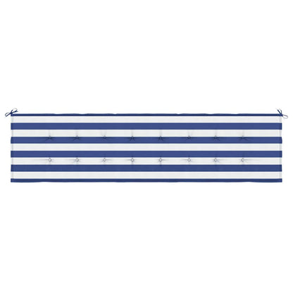 Cuscino Panca Giardino Righe Bianche e Blu 200x50x4 cm Tessuto