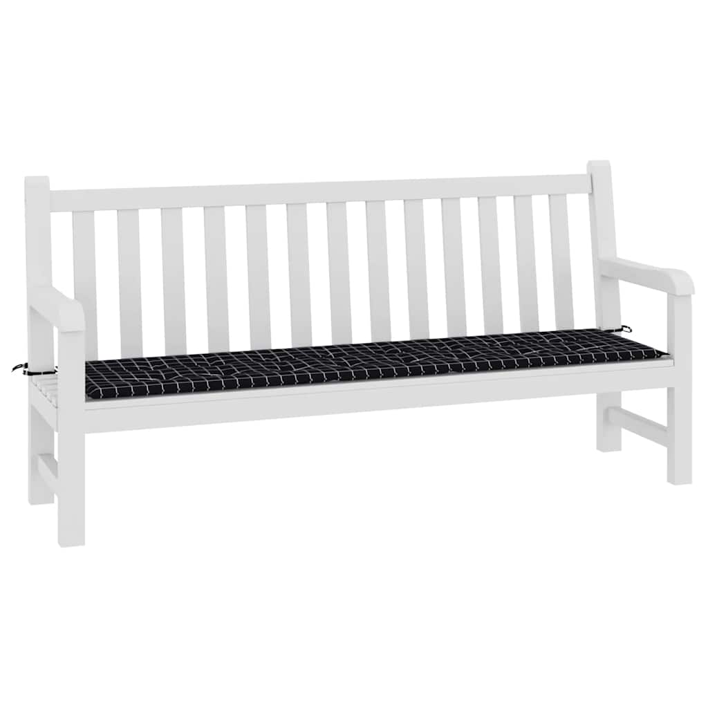 Cuscino Panca Giardino Motivo a Quadri Nero 200x50x4 cm Tessuto - homemem39