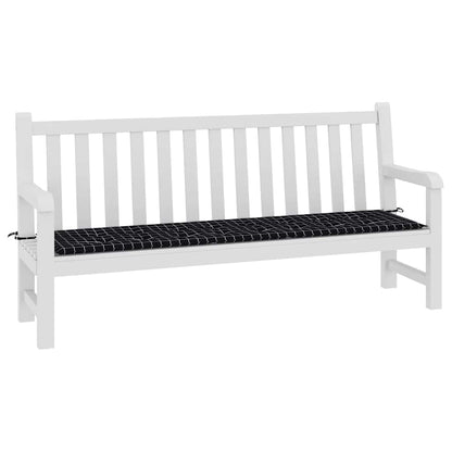 Cuscino Panca Giardino Motivo a Quadri Nero 200x50x4 cm Tessuto