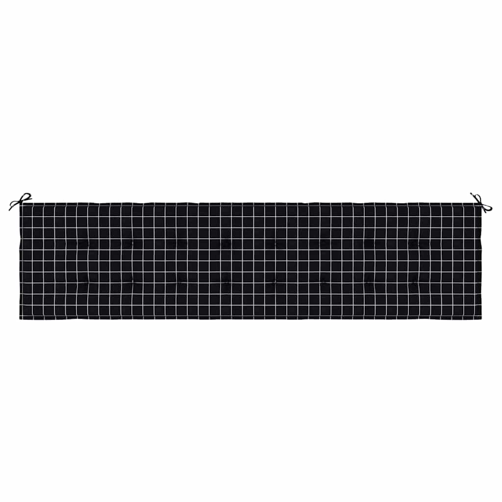 Cuscino Panca Giardino Motivo a Quadri Nero 200x50x4 cm Tessuto