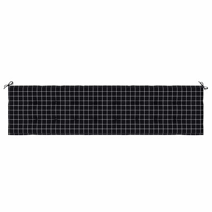 Cuscino Panca Giardino Motivo a Quadri Nero 200x50x4 cm Tessuto