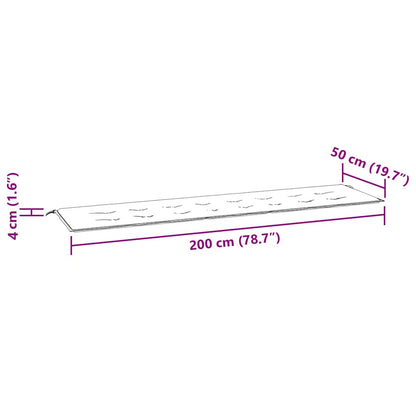 Cuscino per Panca da Giardino Multicolore 200x50x4cm in Tessuto