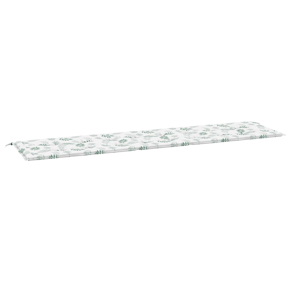 Cuscino Panca da Giardino Motivo a Foglie 200x50x3 cm Tessuto