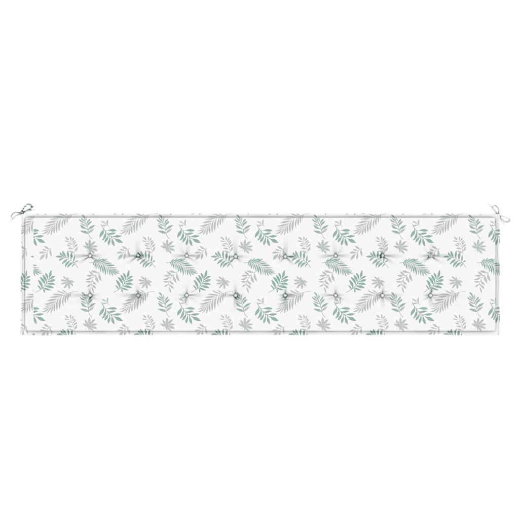 Cuscino Panca da Giardino Motivo a Foglie 200x50x3 cm Tessuto