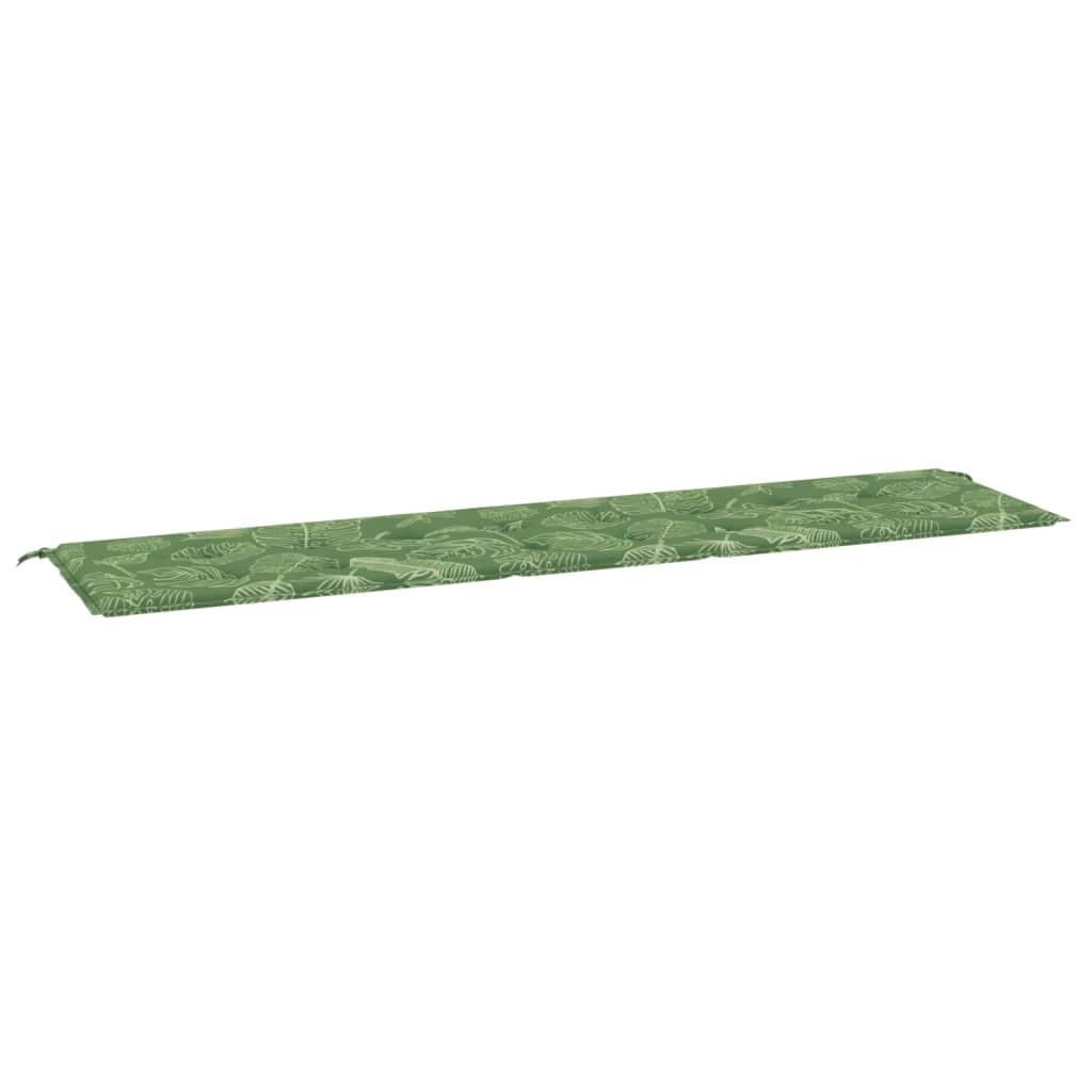 Cuscino Panca da Giardino Motivo a Foglie 200x50x3 cm Tessuto