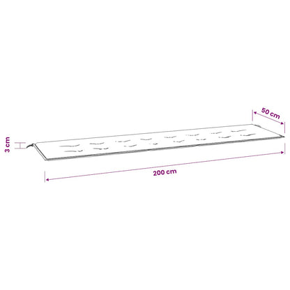 Cuscino Panca da Giardino Motivo a Foglie 200x50x3 cm Tessuto