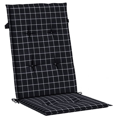 High Back Chair Cushions 2 pcs Black Checked Fabric