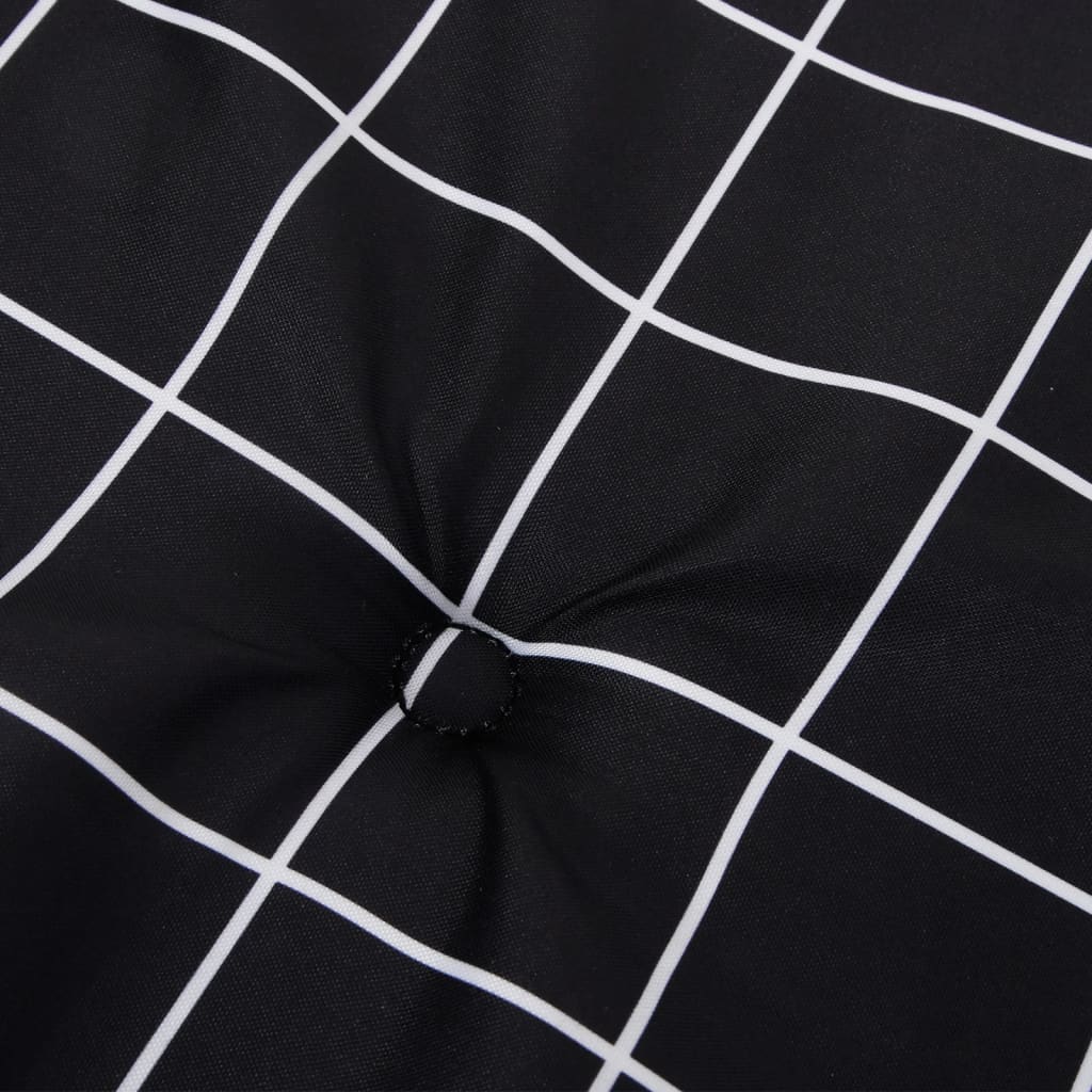 High Back Chair Cushions 2 pcs Black Checked Fabric