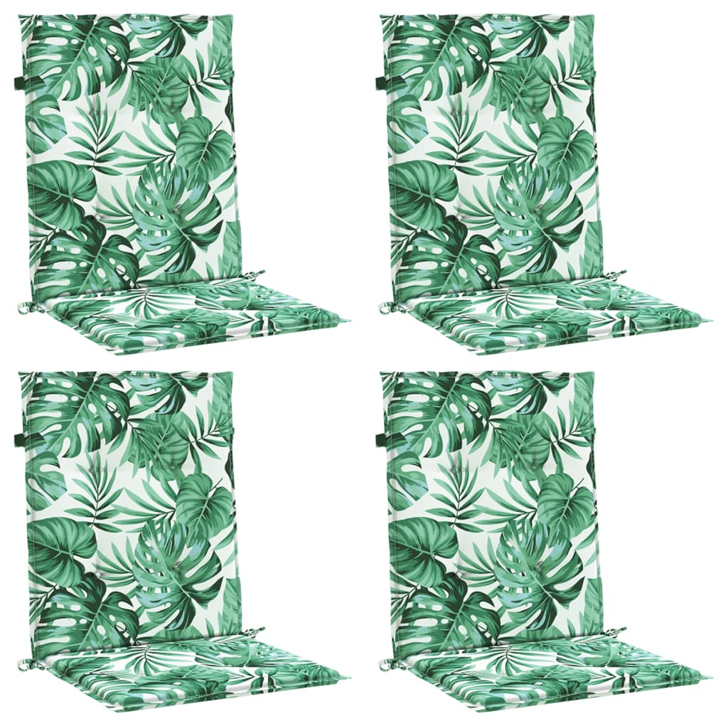 Cuscini per Sedia Schienale Basso 4 pz Motivo Foglie in Tessuto - homemem39