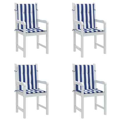 Cuscini Sedia Schienale Basso 4pz Strisce Bianche e Blu Tessuto | homemem39
