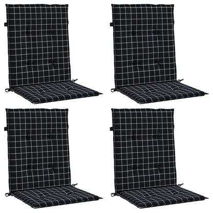 Cuscini Sedia Schienale Basso 4 pz Motivo a Quadri Nero Tessuto