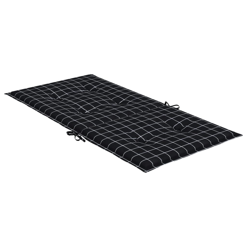 Cuscini Sedia Schienale Basso 4 pz Motivo a Quadri Nero Tessuto