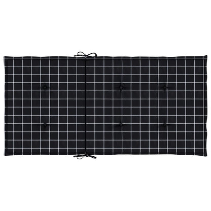 Cuscini Sedia Schienale Basso 4 pz Motivo a Quadri Nero Tessuto