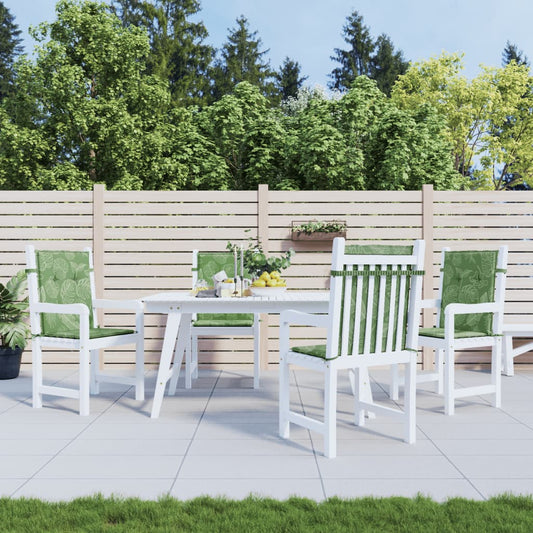 Cuscini per Sedia Schienale Basso 4 pz Motivo Foglie in Tessuto - homemem39