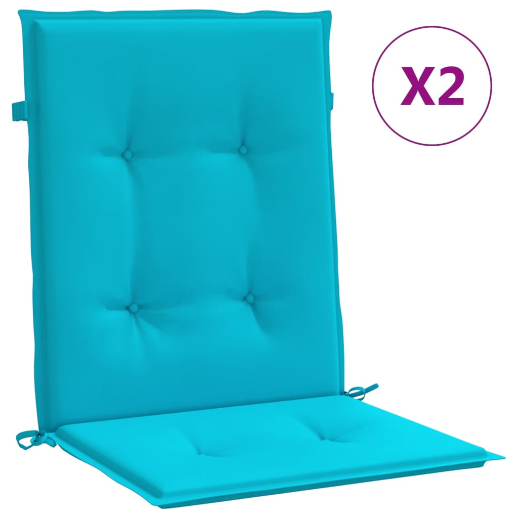 Low Back Chair Cushions 2 pcs Turquoise Fabric