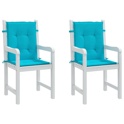 Low Back Chair Cushions 2 pcs Turquoise Fabric