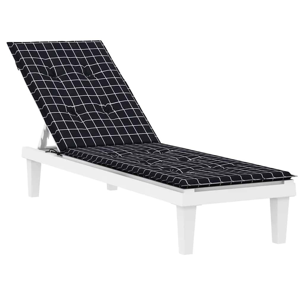 Cuscino per Sedia Sdraio Motivo a Quadri Nero in Tessuto Oxford | homemem39