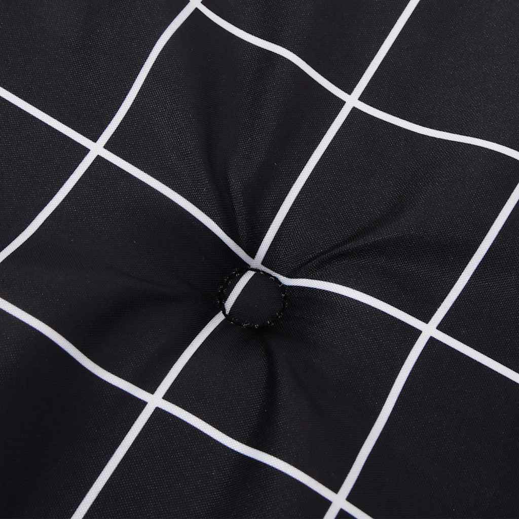 Cuscino per Sedia Sdraio Motivo a Quadri Nero in Tessuto Oxford | homemem39