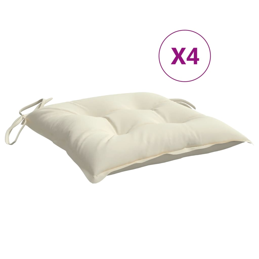 Cuscini per Sedia 4pz Bianco Crema 40x40x7 cm in Tessuto Oxford | homemem39