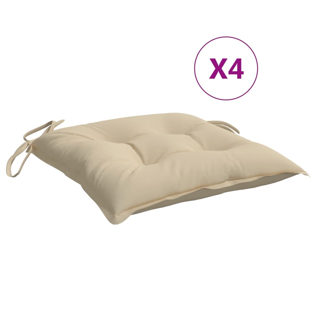 Cuscini per Sedia 4 pz Beige 40x40x7 cm in Tessuto Oxford | homemem39