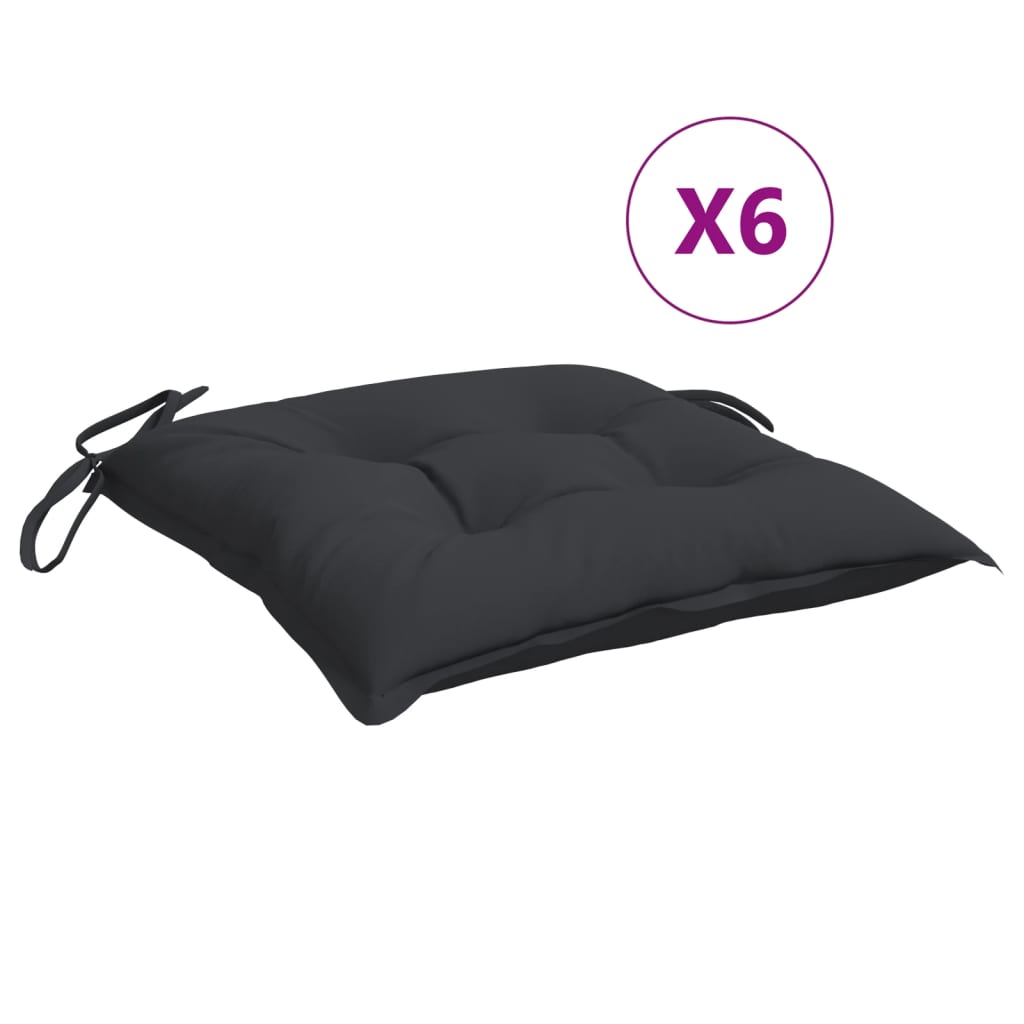Cuscini per Sedia 6 pz Neri 40x40x7 cm in Tessuto Oxford | homemem39