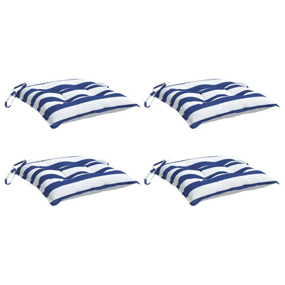 Cuscini per Sedia 4pz Strisce Bianche e Blu 40x40x7 cm Tessuto | homemem39