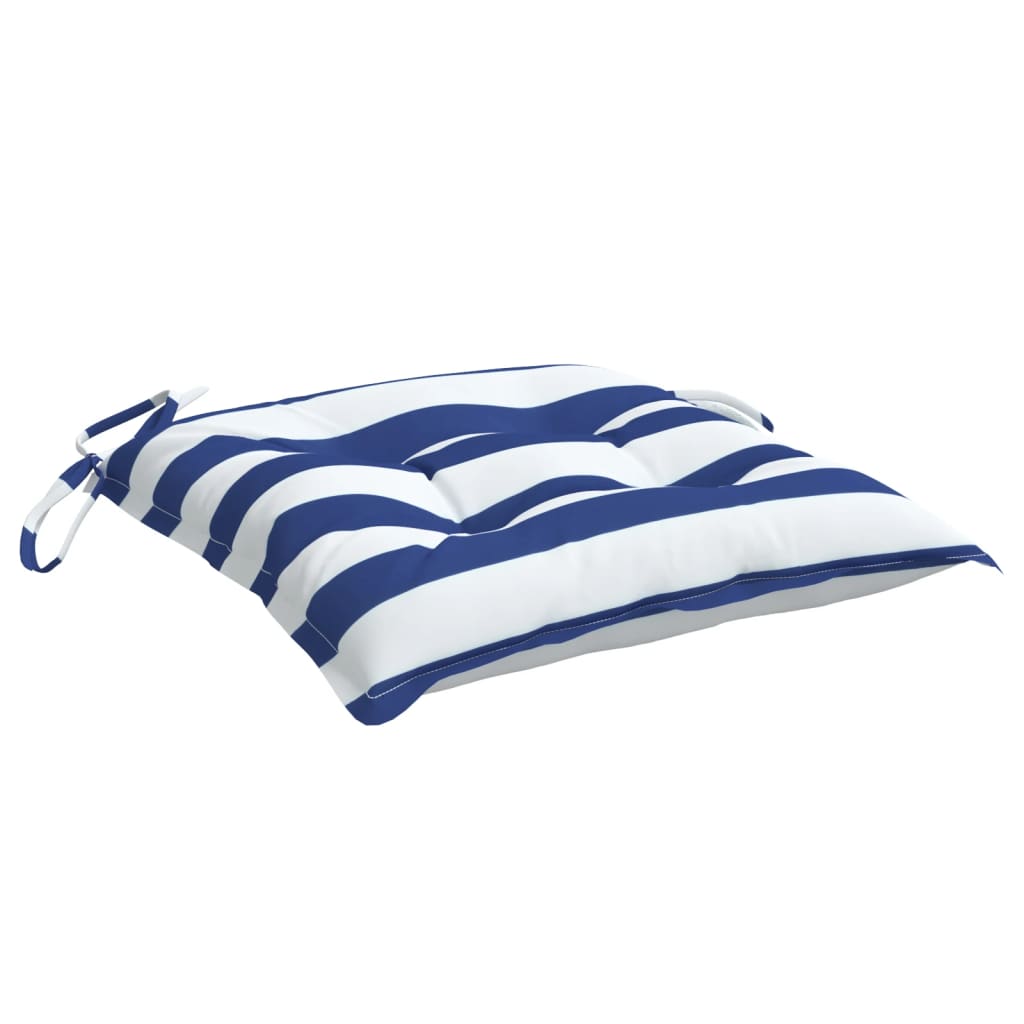 Cuscini per Sedia 4pz Strisce Bianche e Blu 40x40x7 cm Tessuto | homemem39