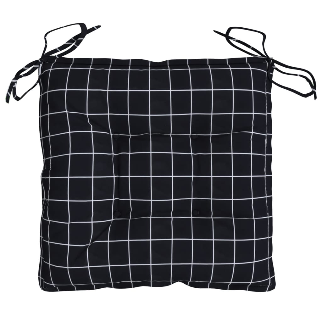 Cuscini per Sedia 2pz Motivo a Quadri Nero 40x40x7 cm Tessuto