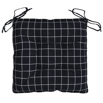 Cuscini per Sedia 2pz Motivo a Quadri Nero 40x40x7 cm Tessuto
