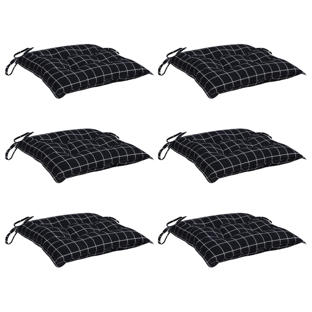 Cuscini per Sedia 6 pz Motivo a Quadri Nero 40x40x7 cm Tessuto - homemem39