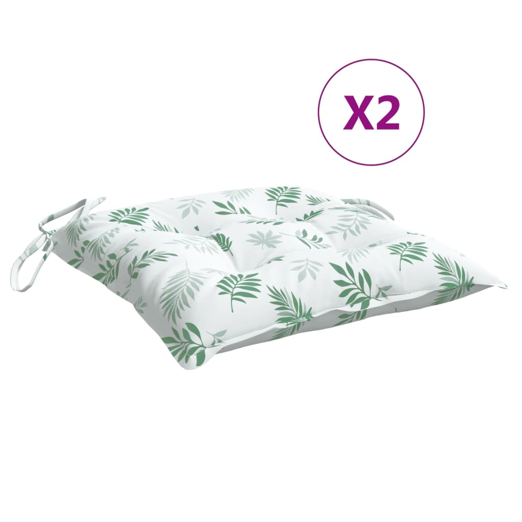 Cuscini per Sedia 2 pz Motivo a Foglie 40x40x7 cm Tessuto | homemem39