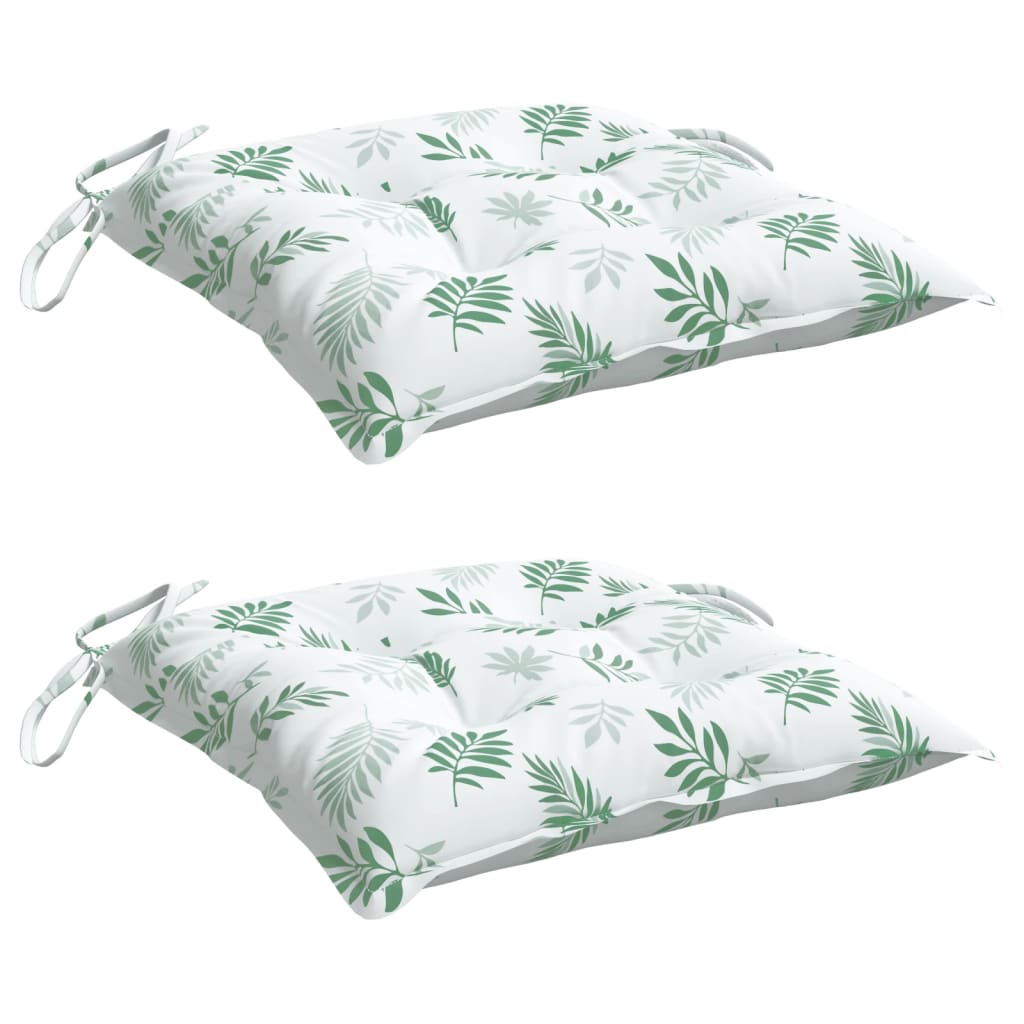 Cuscini per Sedia 2 pz Motivo a Foglie 40x40x7 cm Tessuto | homemem39