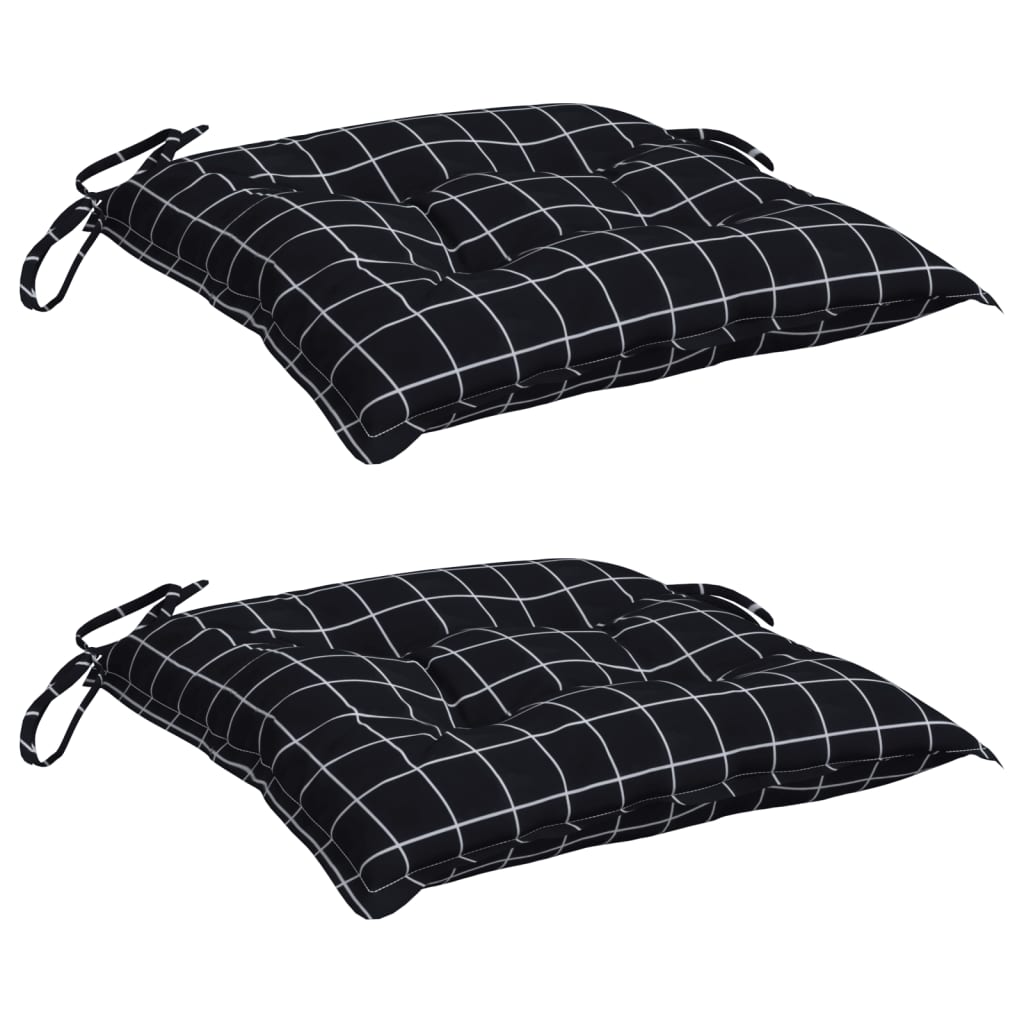 Cuscini per Sedia 2 pz a Quadri Neri 50x50x7 cm Tessuto Oxford