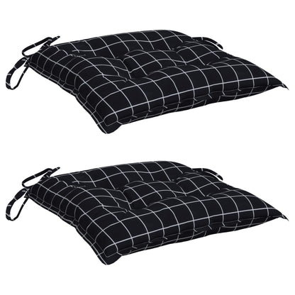 Cuscini per Sedia 2 pz a Quadri Neri 50x50x7 cm Tessuto Oxford