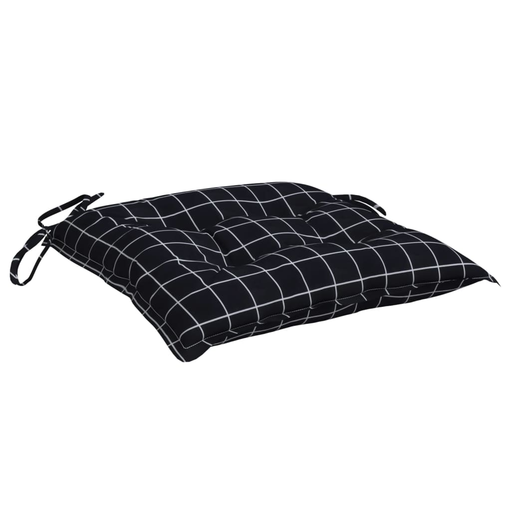 Cuscini per Sedia 2 pz a Quadri Neri 50x50x7 cm Tessuto Oxford