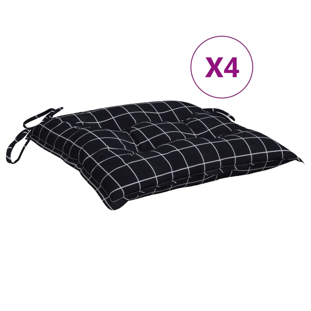Cuscini per Sedia 4 pz a Quadri Neri 50x50x7 cm Tessuto Oxford | homemem39