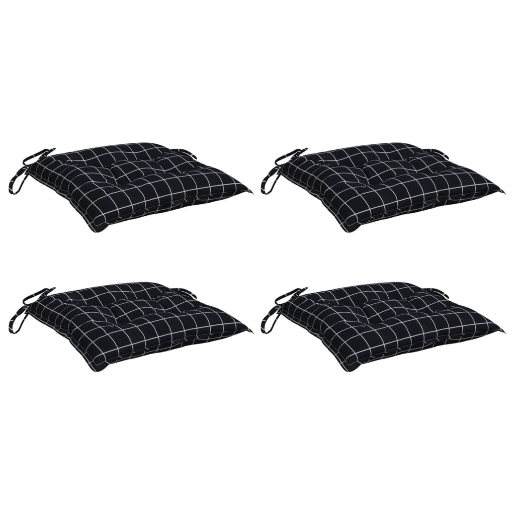 Cuscini per Sedia 4 pz a Quadri Neri 50x50x7 cm Tessuto Oxford | homemem39