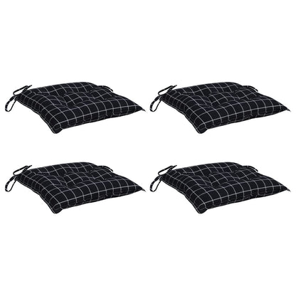 Cuscini per Sedia 4 pz a Quadri Neri 50x50x7 cm Tessuto Oxford
