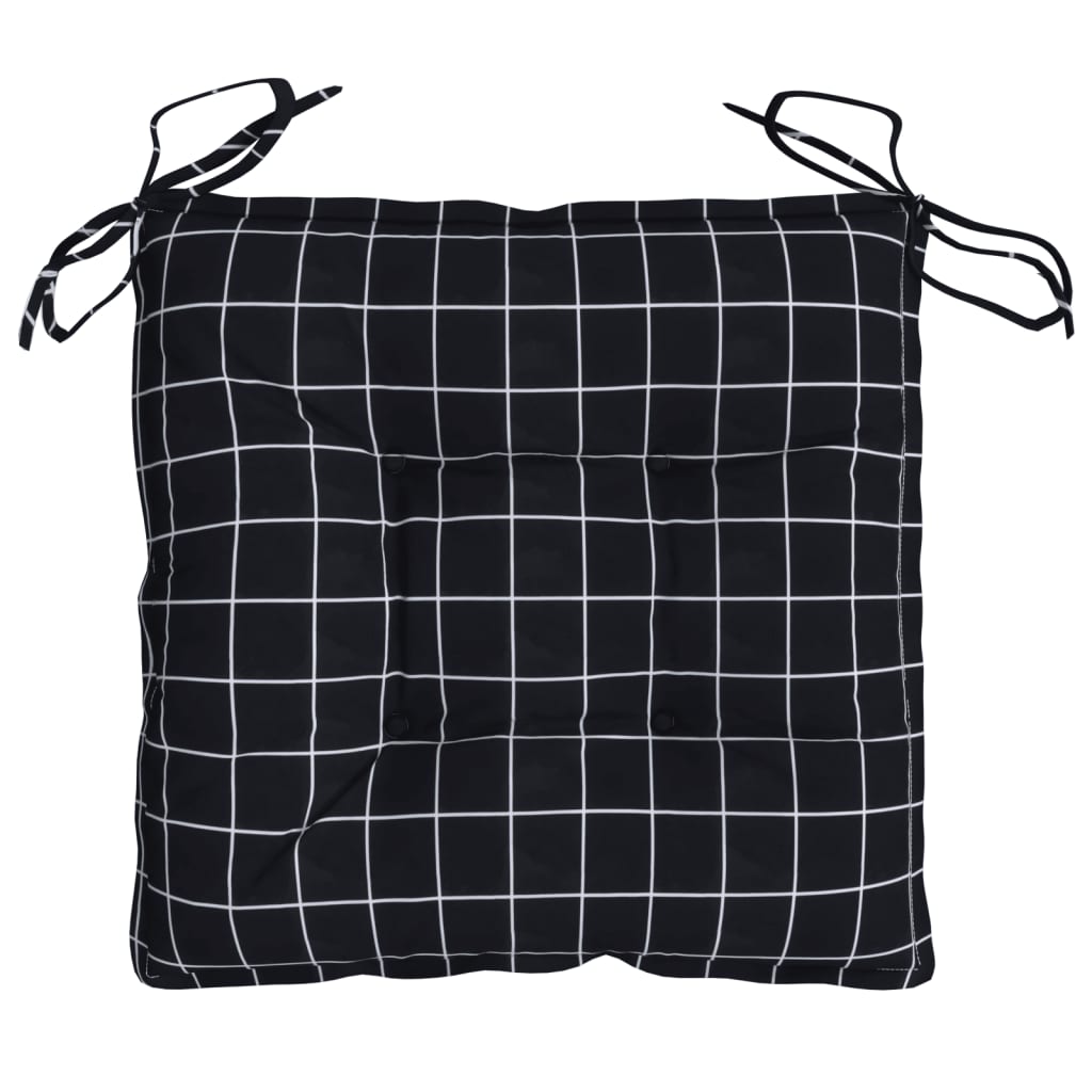 Cuscini per Sedia 4 pz a Quadri Neri 50x50x7 cm Tessuto Oxford