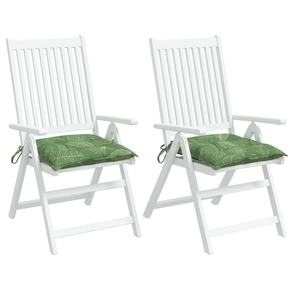 Cuscini per Sedia 2 pz Motivo a Foglie 50x50x7 cm Tessuto