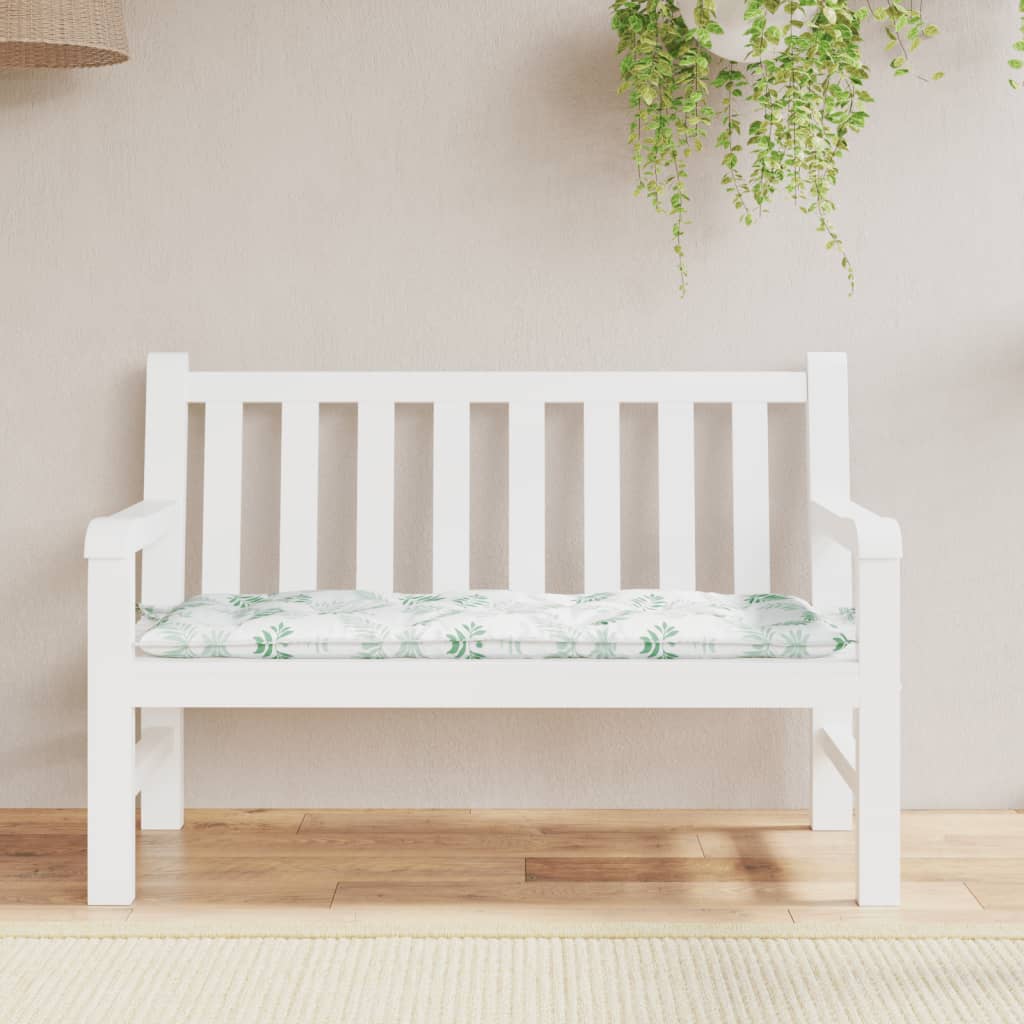 Cuscino Panca Giardino con Motivo a Foglie 120x50x7 cm Tessuto | homemem39