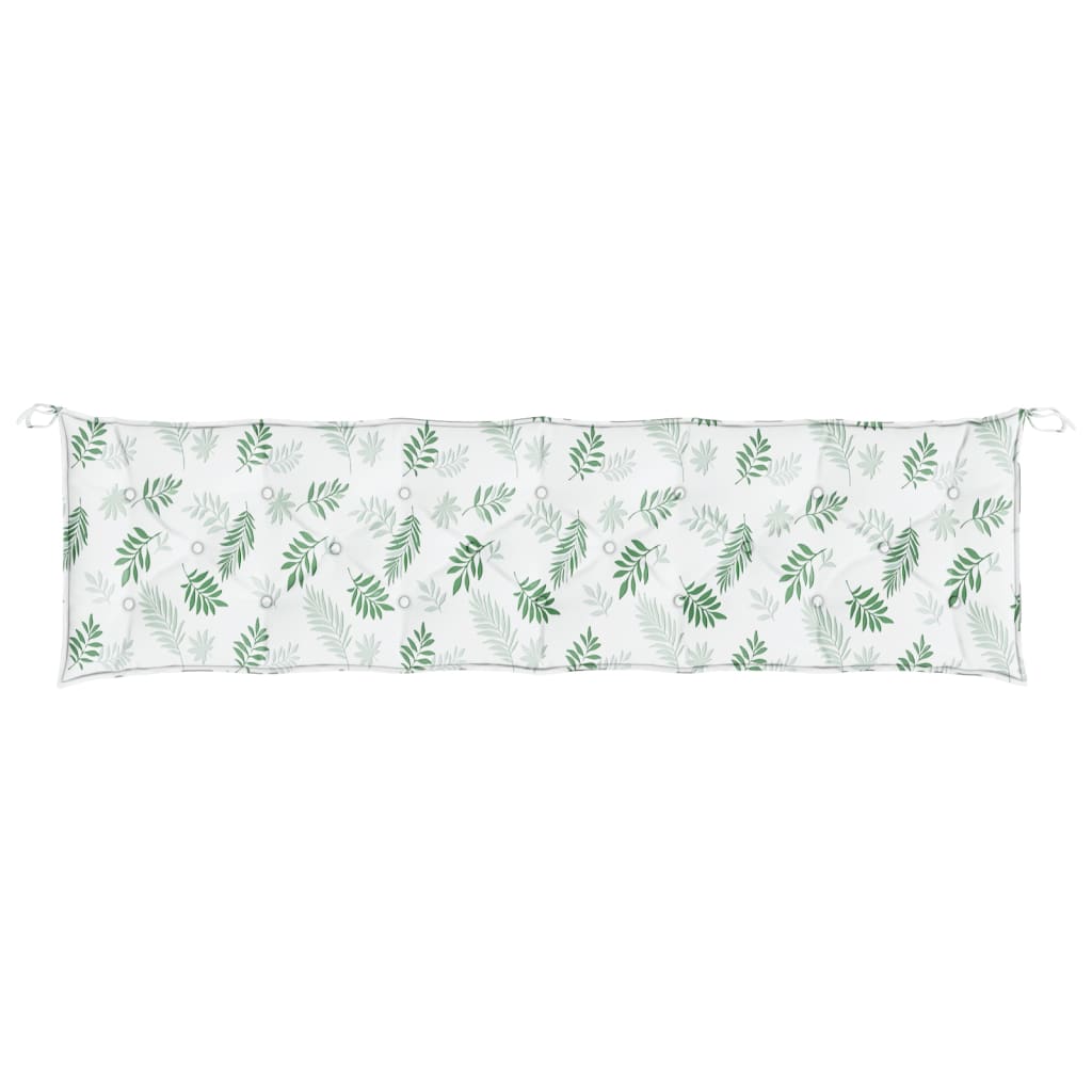 Cuscino Panca da Giardino Motivo a Foglie 200x50x7 cm Tessuto