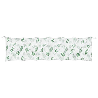 Cuscino Panca da Giardino Motivo a Foglie 200x50x7 cm Tessuto