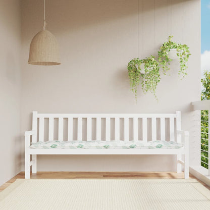 Cuscino Panca da Giardino Motivo a Foglie 200x50x7 cm Tessuto