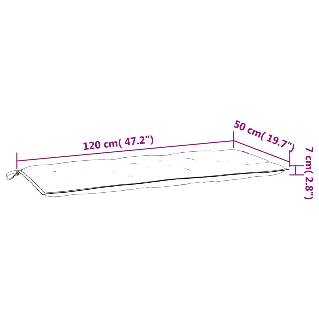 Cuscini per Panca 2 pz Tortora 120x50x7 cm in Tessuto Oxford