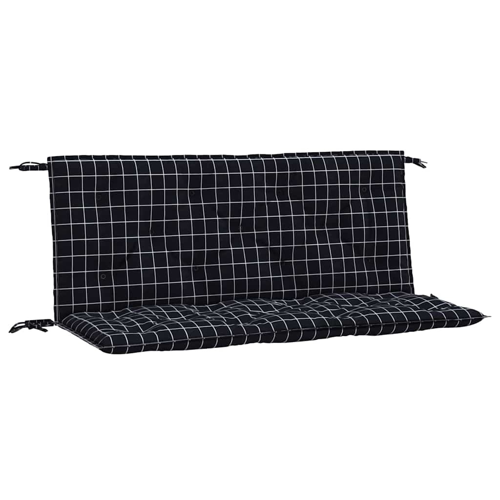Cuscini Panca da Giardino 2pz a Quadri Nero 120x50x7 cm Tessuto - homemem39