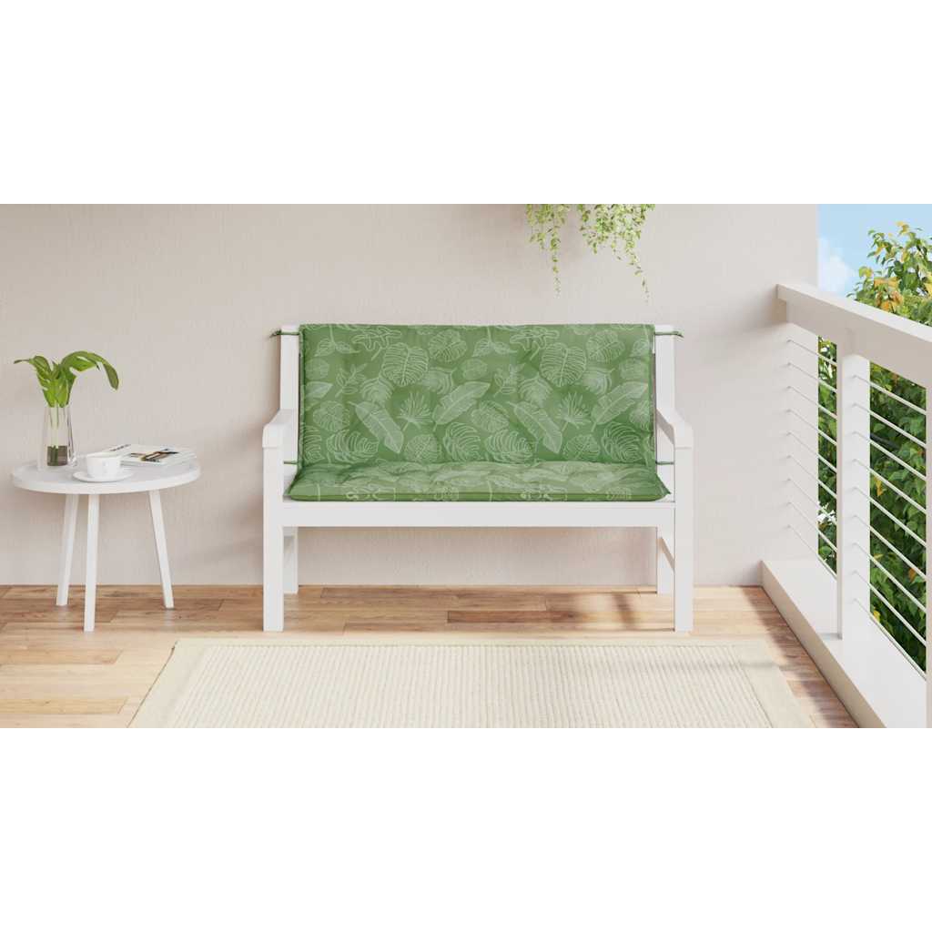 Cuscini Panca Giardino 2 pz Motivo a Foglie 120x50x7 cm Tessuto | homemem39